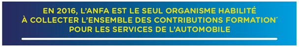 En 2016 ,l'ANFA est le seul organisme habilité à collecter l'ensemble des contributions formation pour les services de l'automobile